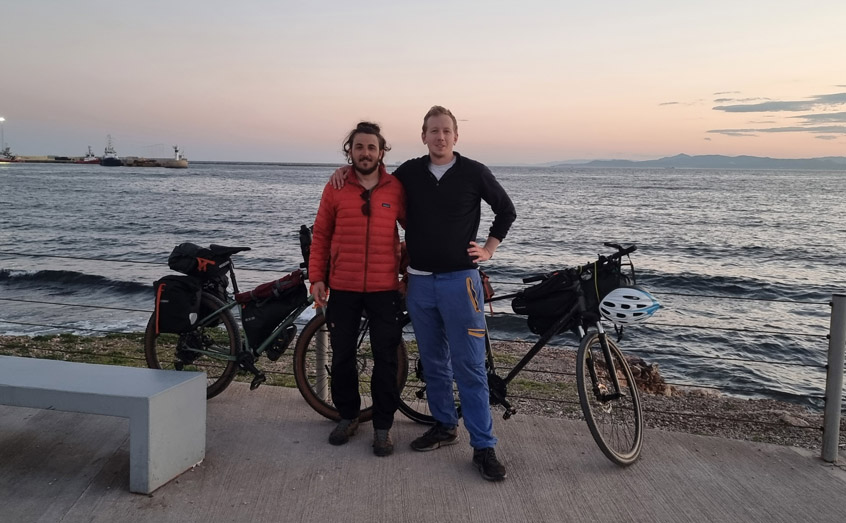 Federico Di Buccio, left, and Trevor Eakes planned their 1,300-kilometre cycle after meeting on their aquaculture course (ACES-STAR) at SAMS.