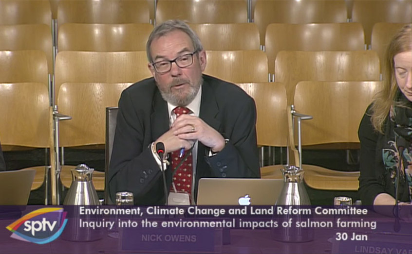 SAMS Director Prof Nicholas Owens gives evidence to the Environment, Climate Change and Land Reform Committee at the Scottish Parliament 